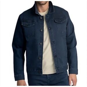 Jack of Spades Mens Denim Trucker Jacket Size XXL Dark Blue Stretch Hipster